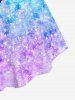 Plus Size Ombre 3D Sparkling Sequin Print Cinched Tank Top -  