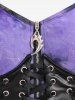 Gothic Tie Dye Lace Up Full Zipper Corset High Low T-shirt -  