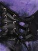 Gothic Tie Dye Lace Up Full Zipper Corset High Low T-shirt -  