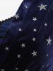 Plus Size Ruched Lace Trim Buttons Cami Top and Silver Stamping Stars Print Crop Top -  