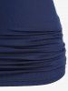 Plus Size Ruched Lace Trim Buttons Cami Top and Silver Stamping Stars Print Crop Top -  