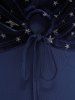 Plus Size Ruched Lace Trim Buttons Cami Top and Silver Stamping Stars Print Crop Top -  