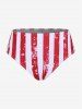 Plus Size Twist Patriotic American Flag Print Skirted 3 Piece Tankini Swimsuit -  