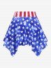 Plus Size Twist Patriotic American Flag Print Skirted 3 Piece Tankini Swimsuit - Bleu 3X | US 22-24