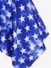 Plus Size Twist Patriotic American Flag Print Skirted 3 Piece Tankini Swimsuit - Bleu 4X | US 26-28