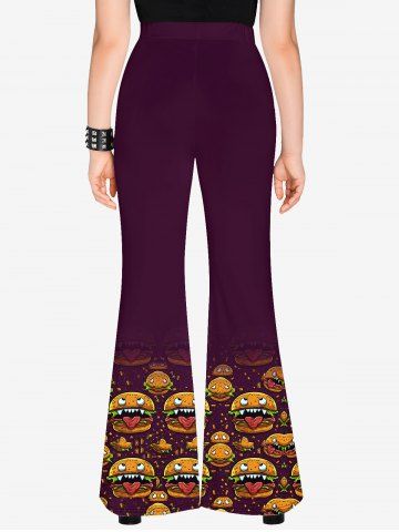 Gothic Hamburger Monster Face Print Flare Pants