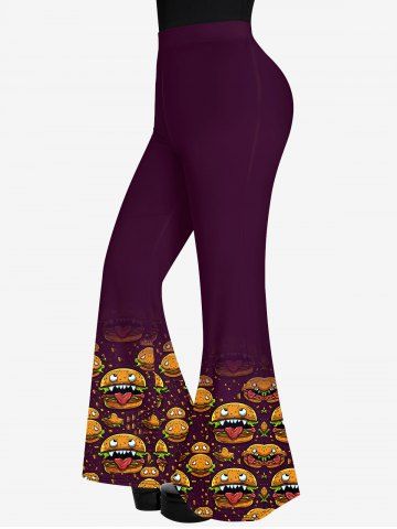 Gothic Hamburger Monster Face Print Flare Pants