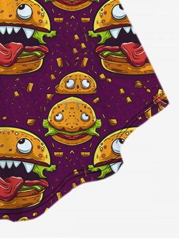 Gothic Hamburger Monster Face Print Cinched Tank Top