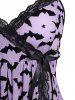 Plus Size Star Bat Moon Printed Lace Trim Mesh Lingerie Set(Adjustable Shoulder Strap) -  