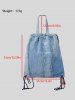Women's Daily Denim Outdoor Sports Drawstring Frayed Fringed Design Shoulder Bag -  
