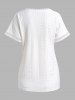Plain Color Eyelet Embroidery V Neck Short Sleeve Casual T Shirt -  