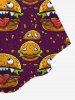 Gothic Hamburger Monster Face Print Cinched Tank Top -  