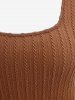 Plus Size Square Neck Textured Ribbed Solid Cable Knit Long Sleeves Top -  