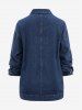 Manteau en Denim Grande Taille à Revers avec Poches - Bleu L