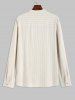 Men's Daily Casual Pinstriped Linen Textured Stand Collar Long Sleeve Button Up Shirt -  
