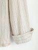Men's Daily Casual Pinstriped Linen Textured Stand Collar Long Sleeve Button Up Shirt -  
