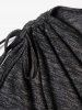 Space Dye Draped Lace Panel Cinched Shoulder T Shirt -  