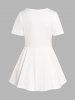 Plain Color V Neck Twisted Asymmetrical Hem Short Sleeve T Shirt -  
