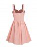 Solid Color Ruched Bust Textured Sleeveless A Line Cami Dress -  