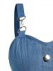 Plain Color Bowknot Mock Button High Waisted A Line Mini Dress -  