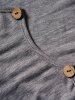 Short Sleeve Dual Buttons Pointed Hem Top And Crossover Tank Top Set -  