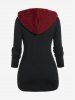 Plus Size Cowl Front Hooded 2 in 1 Cable Knit Top -  