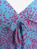 Maillot de Bain Tankini Matelassé Géométrique Nœud Papillon de Grande Taille (Sans Dos Pu) - Bleu 4X | US 26-28