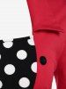 Plus Size Vintage Polka Dots High Rise A Line Dress with Buckles Belt -  
