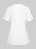 T-shirt Découpé Fendu avec Boutons de Grande Taille - Blanc 3XL