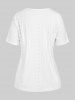 T-shirt Boutonné Evidé à Ourlet en Dentelle de Grande Taille - Blanc XL