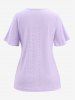 T-shirt Découpé Boutonné de Grande Taille - Pourpre  2XL