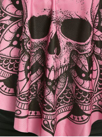 Skull Flower Print Criss-cross Padded Tankini Set