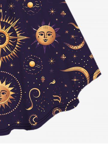 Gothic Sun Moon Star Galaxy Print Cinched Tank Top