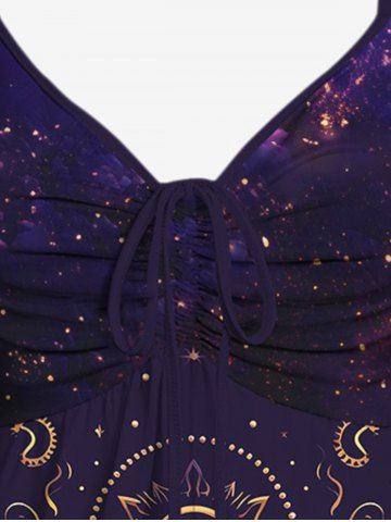 Gothic Sun Moon Star Galaxy Print Cinched Tank Top