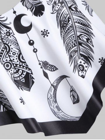 Feather Print Flounce Cinched Tankini Swimwear