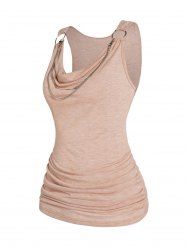 Cowl Neck Draped Ruched Chain Embellishment Casual Tank Top -  