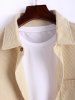 Men's Plain Color Front Pocket Design Button Down Long Sleeves Corduroy Shirt -  