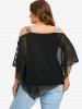 Plus Size Chiffon Hollow Out Sleeves Cold Shoulder Asymmetric Shirt -  
