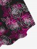 Plus Size Flower Leaves Print Cinched Tank Top -  