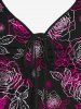Plus Size Flower Leaves Print Cinched Tank Top -  
