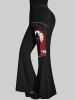 Gothic Wizard Bird Bloody Print Flare Pants -  