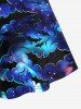 Robe Gothique Croisée Chauve-souris Galaxie Colorée Imprimée à Paillettes - Bleu L