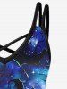 Gothic Colorful Galaxy Glitter Bat Print Crisscross Cami Dress -  