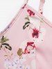 Butterfly Floral Print A Line Vacation Sundress and Bowknot Surplice T Shirt Set -  