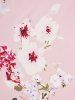Butterfly Floral Print A Line Vacation Sundress and Bowknot Surplice T Shirt Set -  