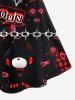 Halloween Plus Size Skull Cross Plaid Heart Bear Warning Print Crisscross Cami Dress -  