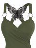 Ruched Butterfly Lace O Ring Tank Top -  
