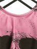 Ensemble de Tankini Croisé à Imprimé Crâne Fleur Matelassé - Rose clair XXL