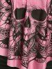 Ensemble de Tankini Croisé à Imprimé Crâne Fleur Matelassé - Rose clair XXL