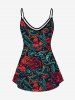 Plus Size Rose Bird Heart Flame Print Cami Top (Adjustable Shoulder Strap) -  